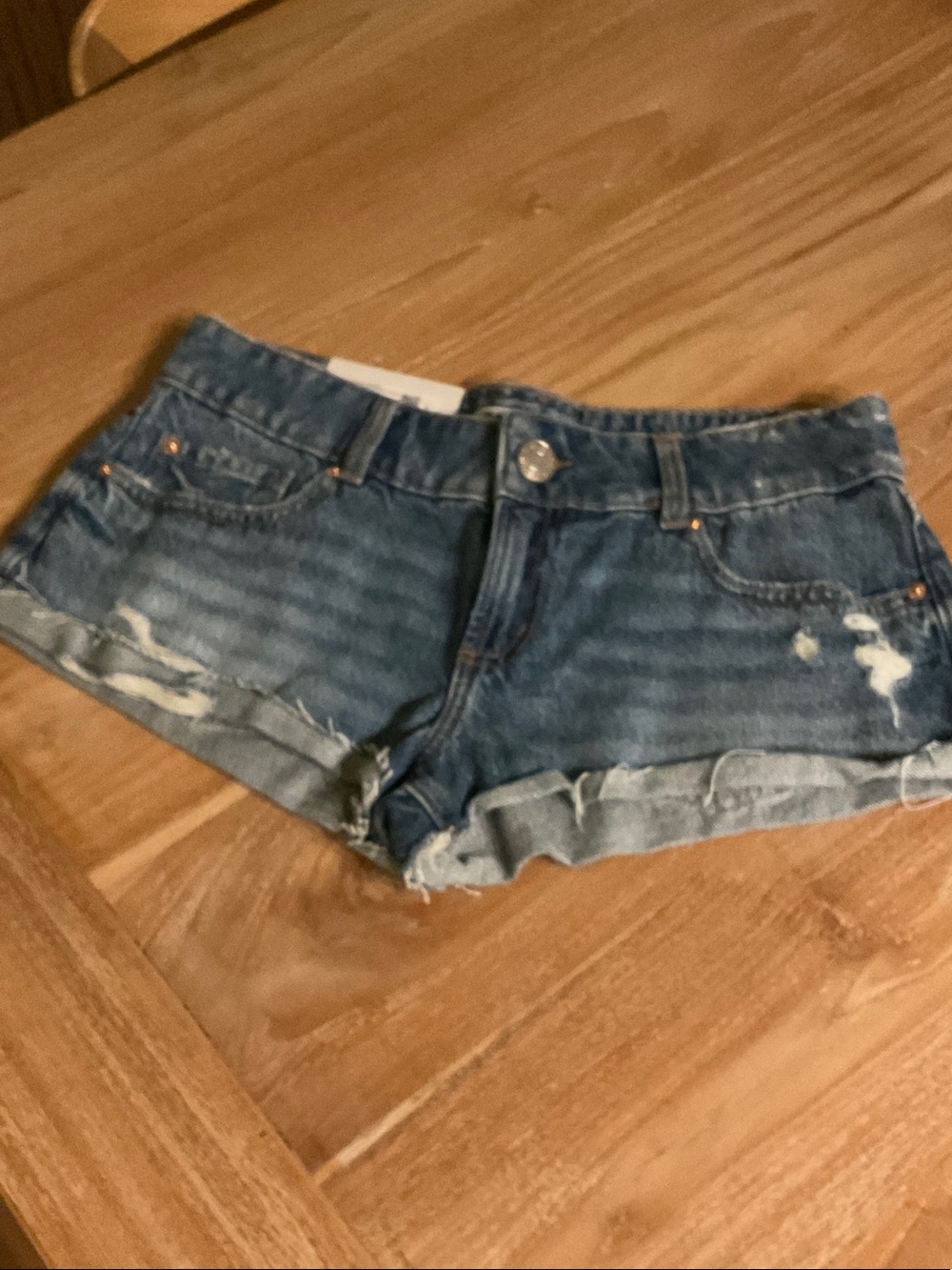 Garage Ultra Low-Rise Relaxed Denim Roll-Cuff Women’s Shorts - Blue